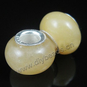 Bead,big-hole beads ,yellow jade(natural) and copper grommets,9x12mm rondelle with 5mm hole,sold per pkg of 50ps