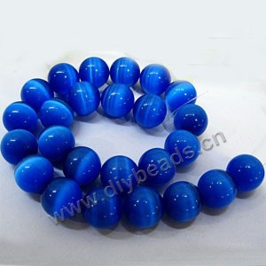 Bead, cat's eye glass,cobalt blue, 16mm round, quality grade. Sold per 14.5-inch strand,approximately 25 beads