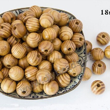 Beads,pine wood,natural pine,round, 18mm. Sold per pkg of 1000ps