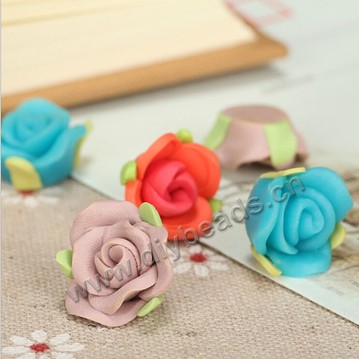 Bead, polymer clay,mixed color,15x8mm flower. Sold per pkg of 5.