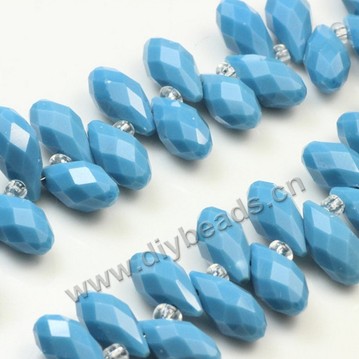 Bead, k5 glass, opaque porcelain blue, 6x12mm top-drilled faceted teardrop, diy beads, wholesale cheap, factory price. Sold per pkg of 2 strands-(100ps/strand).