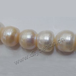 Pearl, cultured freshwater, peach, 12-15mm potato. Sold per 16-inch(40cm) strand