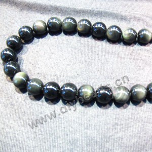 Bead, rainbow obsidian (natural), 10mm round. Sold per 15-inch strand