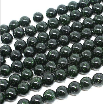 Bead, green goldstone (manmade), 4mm round. Sold per 16-inch strand