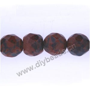 Bead, mahogany obsidian (natural), 10mm faceted round. Sold per 16-inch strand.