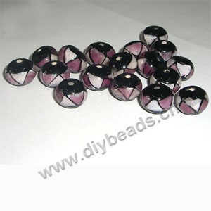 Diy loose beads lampworked glass,pink/white/black,10x14mm rondelle,mini order 100ps factory price.