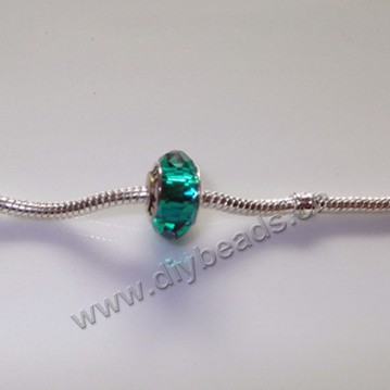 beads,glass, large hole beads green, 14x8.5mm. Sold per pkg of 20ps