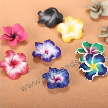 Bead, polymer clay,mixed color ,18x8mm flower. Sold per pkg of 5.