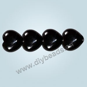 Bead, black agate (dyed),14x8mm puffed heart. Sold per 16-inch strand.