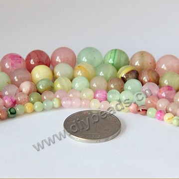 Bead,Afghanistan colorful jade, 6mm round. Sold per 38-39cm strand,approximately 70 beads .
