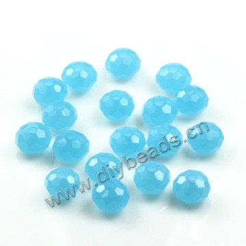 Bead, glass, lake blue, 6*8mm faceted rondelle, sold per pkg 5 strands-(72ps/strand).