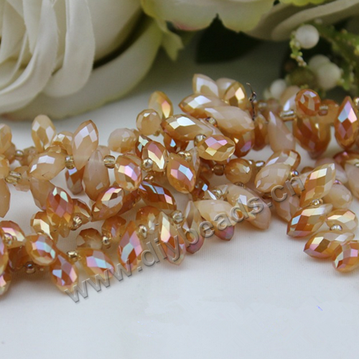 Bead, orange color, 6x12mm top-drilled faceted teardrop, diy beads, Sold per pkg of 1 strands-(100ps/strand).