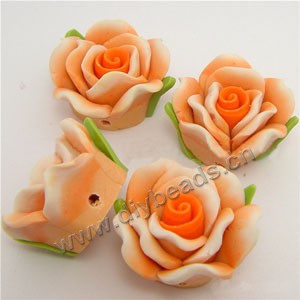 Bead, polymer clay, orange, 18mm rose. Sold per pkg of 12.