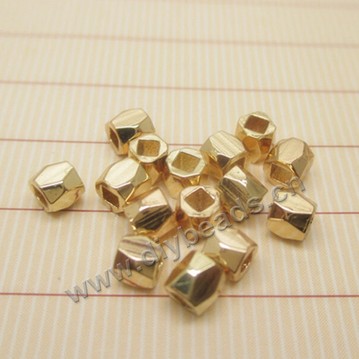 Bead, brass 24k gold filled 3mm faceted square beads,  Sold per pkg of 1 bag-100 pieces.