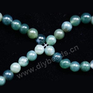 Bead, moss agate (natural), 6mm round. Sold per 15-inch strand.