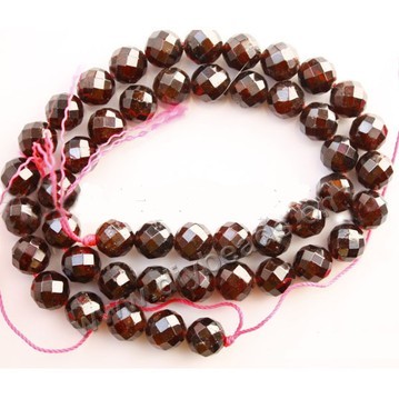 Bead, garnet (natural),wine, 8mm 64-faceted round,Mohs hardness 7 to 7-1/2. Sold per 15-inch strand