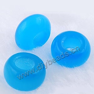 Bead, big-hole beads,cat's eye glass, turquoise blue,8x14mm  rondelle with 5mm hole. Sold per pkg of 10.