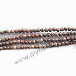Bead, leopardskin jasper (natural), 4mm round. Sold per 16-inch strand.