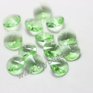 Bead, glass, light green, 10mm faceted satellite, sold per pkg 5 bags.