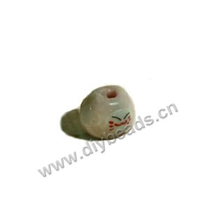 Bead, porcelain, pink,white, 12x12mm hand-painted lucky cat . Sold per pkg of 6.