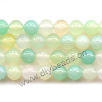 Bead,agate,light green,smooth 8mm round, Sold per one strand.