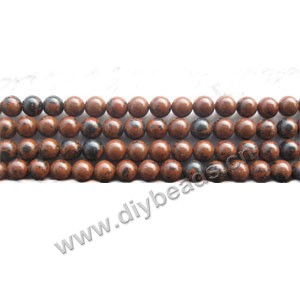 Bead, mahogany obsidian (natural), 6mm round. Sold per 16-inch strand.