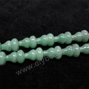 Bead, green aventurine (natural), 8x14mm carved gourd. Sold per 16-inch strand