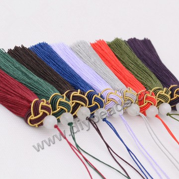Tassel,nylon tassel, Multicolor, with loop, braided cap with beads,7cm length 1.5cm diameter,sold per pkg of 10pcs