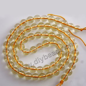 Bead, citrine (SYN), 6mm round. Sold per 15-inch strand.