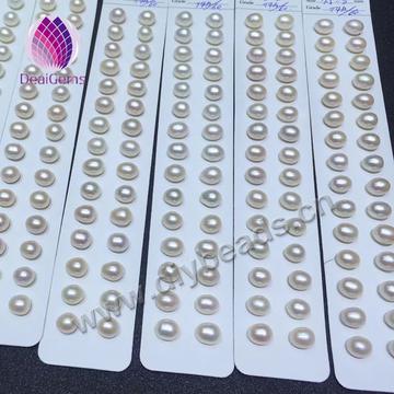 Wholesale AAAA paired freshwater oval pearl 6--10mm half drilled loose pearl for jewelry eardrop necklace