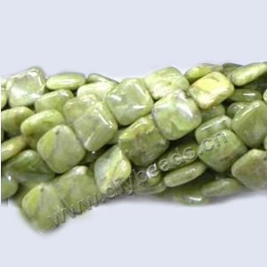 Bead, olive new "jade" (natural), 10x10mm rounded square. Sold per 16-inch strand.factory price.