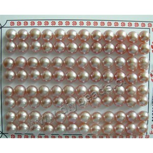 pearl, cultured freshwater ,mauve,7-7.5mm half-drilled button, AAA grade.Sold per pkg of 48 pairs