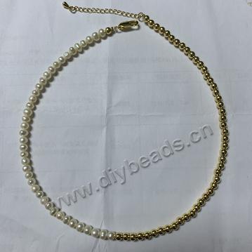 High quality Chinese 24K Gold Filled beads with potato pearls Temperament Splicing Choker Necklaces