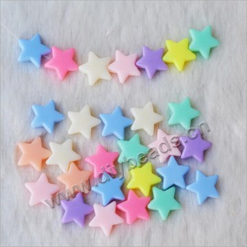 Bead,Hot sale acrylic loose beads star designed spacer beads 15mm colorful.