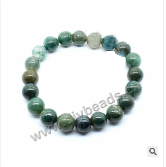 Gemstone stretch bracelet assortment, Aquatic agate ,8 mm round beads,per  Pkg of 5pcs