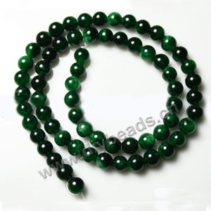Bead, green "jade" (dyed), 6mm round. Sold per 15-inch strand