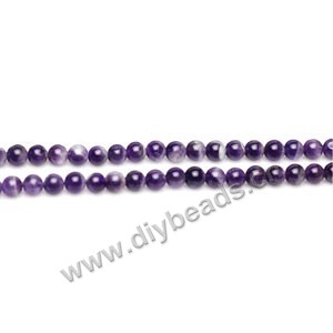 Bead, flower amethyst (natural), 6mm round. Sold per 15-inch(38cm) strand