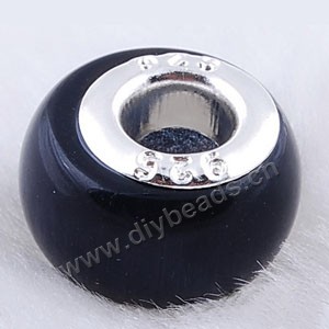 Bead,big-hole beads ,cat's eye glass and brass grommets,black,9x14mm rondelle with 5mm hole,sold per pkg of 10ps