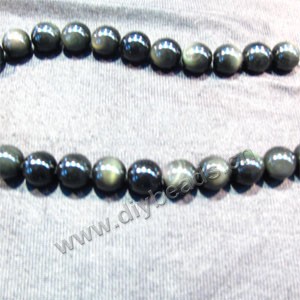 Bead, rainbow obsidian (natural), 8mm round. Sold per 15-inch strand