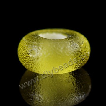 beads,glass,frosted large hole beads yellow, 8x4mm. Sold per pkg of 100ps