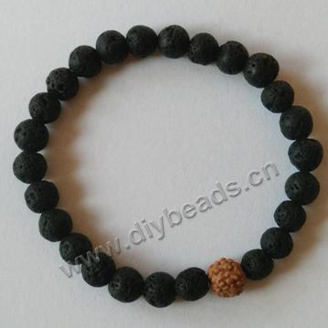 Bracelet, lava stone beads, 6mm bead, Black color. Sold per pkg of 100pcs.