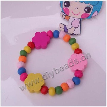 Children's bracelet, colorful wooden Beads  printed children's bracelets . Sold per pkg of 1 pc.