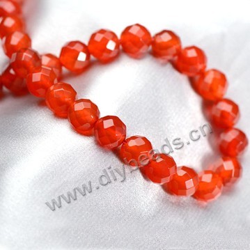 Bead,  red agate (dyed), 6mm 64-faceted round, Mohs hardness 6-1/2 to 7. Sold per 15-inch strand.