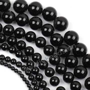 Bead,agate,black,smooth 10mm round, Sold per pkg 5 strand.