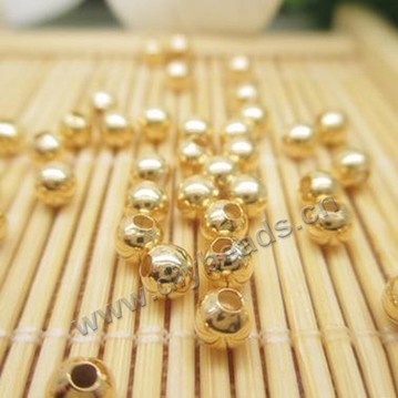 Bead,24k gold filled,3mm,round with metal, Sold per pkg of 100 pieces.