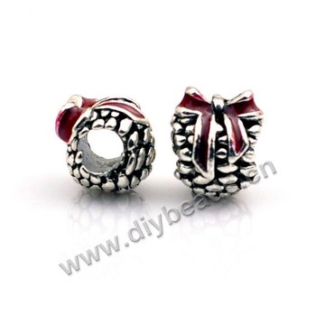 Bead,big-hole beads,hot sale in europe and america christmas style alloy beads,enamel pine cones shape beads,Sold per pkg of 5ps
