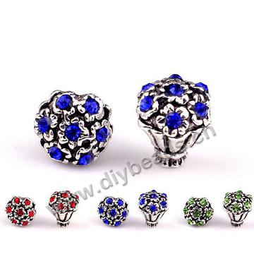 Bead,big-hole beads,flower rose designed beads,rhinestone,Sold per pkg of 5ps