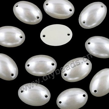 imitation pearl,acrylic sew on pearl,white with two holes,flat back,8x10mm oval.Sold per pkg of 500pcs
