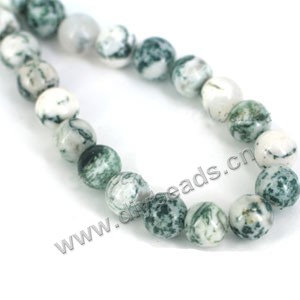 Bead, tree agate (natural), 12mm round. Sold per 15-inch strand.