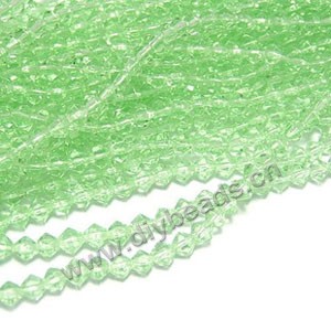 bead,glass,spring green,3mm  faceted bicone,approximately 105ps/strand